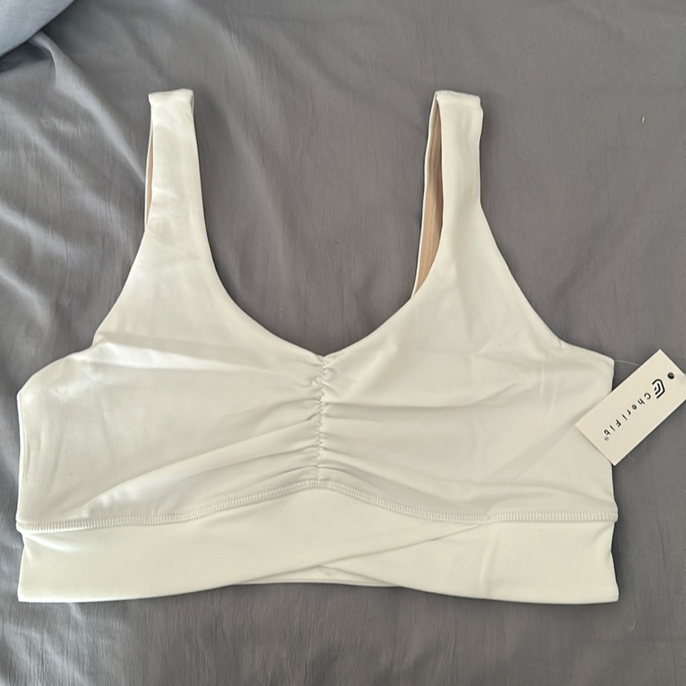 CheriFit white sports bra